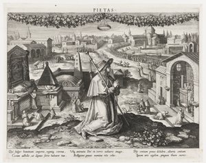 Pietas como a personificação da piedade
Pietas (título sobre o objecto)
Principais ocupações de um príncipe (título da série)
Esquema, seu speculum principum (título da série) de Raphaël Sadeler (I)