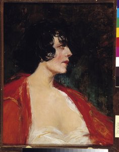 Retrato de mulher na blusa vermelha Pintura de Raymond Allegre (1857-1933) Século XX Menção obrigatória: Fondação de colecção em relação a de Provence, Marselha de Raymond Allegre