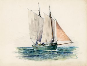 Gabare (ou gabarre) (guache sobre papel) de Raymond Bonnefon