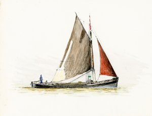 Gabare no estuário do Gironde (guache e carvão sobre papel) de Raymond Bonnefon