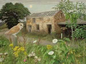 The Old Farm Buildings at Eccup, 2000 (óleo sobre cartão) de Raymond Booth
