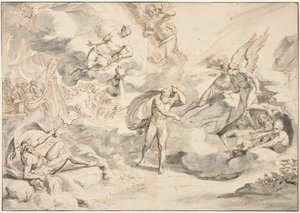 Éolo Obedecendo o Comando Junos para Criar uma Tempestade, c.1683-84 (caneta e tinta com tinta no papel)
