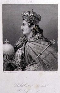 Childebert, Rei da Austrália, gravada por Delannoy (gravura) de Raymond Quinsac (after) Monvoisin