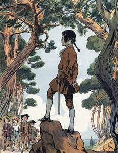 Napoleão Bonaparte (1769-1821) criança em Ajaccio, Córsega (Jovem Napoleão Bonaparte em Ajaccio, Córsega) Ilustração de Raymond de Neziere em "Our-glories-nationales" 1920 Coleção particular DR