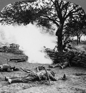 Cena do campo de batalha da Primeira Guerra Mundial, 1914-1918.