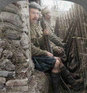 Soldados indianos nas trincheiras, Primeira Guerra Mundial, 1914-1918