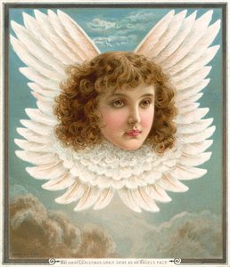 Cabeça de anjo em asas (chromolitho)