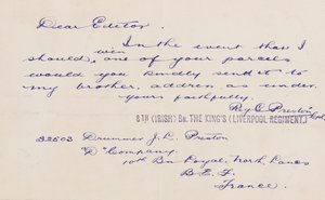 Carta ao editor, 1914-1918 de Reg G. Preston