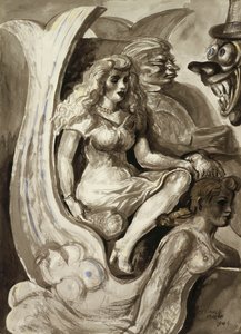 Cavaleiros num barco-túnel de sereia: Uma aguarela de dupla face de Reginald Marsh