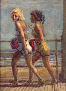 Duas raparigas no passeio (têmpera sobre tela) de Reginald Marsh