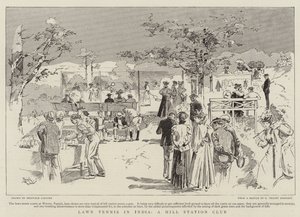 Ténis de relva na Índia, um clube de uma estação de montanha (gravura) de Reginald Thomas Cleaver