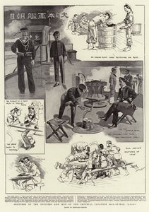 Esboços dos oficiais e homens do navio de guerra imperial japonês "Asahi" (litografia)