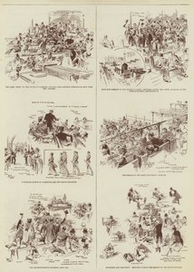 A sessão do Home Rule, alguns esboços do "Daily Graphic" no Parlamento (gravura)