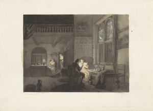 Interior com figuras à luz de velas