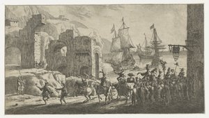 Mascarada num porto de Reinier Nooms (attributed to)