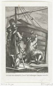 Pedro, o Grande trabalhando no Estaleiro Naval de Amsterdã, segunda metade do século XVIII de Reinier Vinkeles