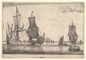 Grande veleiro e barco a remos, século XVII.