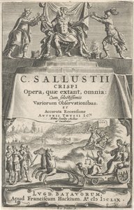 Um imperador e Justiça em carruagem triunfante
Página de título para: A. Thysius jr., Ópera, quæ extant, omnia, 1659