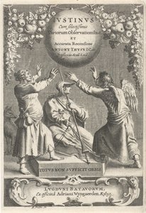 Minerva en twee geketende figuren Titelpagina voor: A. Thysius, Justinus com as várias observações mais selecionadas e uma revisão detalhada, 1650
