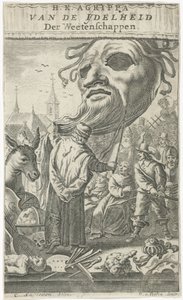 Caricatura nas artes Página de rosto para: J. Oudaen, Agripa, Da vaidade das ciências, 1661