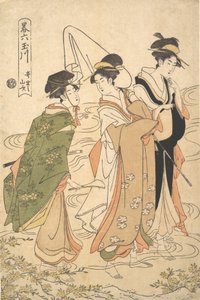 Mountain Roses of Ide Ide no Yamabuki, da série A Parodic Six Jewel Rivers Y..., ca. 1795.
