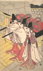 Príncipe Genji retornando ao seu palácio onde sua esposa o espera, ca. 1797., c. 1797.