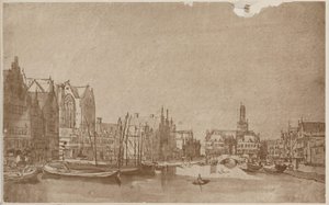 Anónimo Rokin Amsterdam visto em direção a Damsquare de Rembrandt