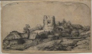Paisagem com uma torre quadrada de Rembrandt