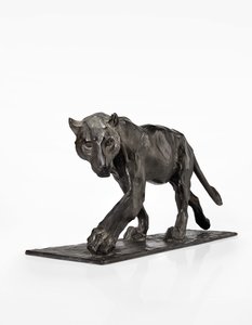 Panther walking, perna traseira levantada, c.1904 (bronze patinado) de Rembrandt Bugatti