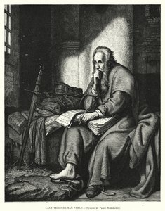São Paulo na Prisão (litho) de Rembrandt Harmensz. van Rijn (after)