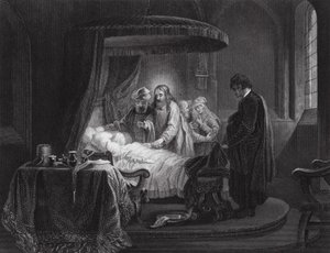 A ressurreição da filha de Jairo, Marcos, cap. V, versículos 35 e 42 (gravura) de Rembrandt Harmensz. van Rijn (after)
