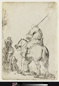 Um soldado com turbante a cavalo, c.1632 (gravura) de Rembrandt van Rijn