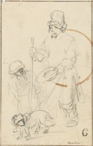 Um mendigo cego e um cachorro de Rembrandt van Rijn