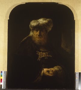 Um homem com fato oriental, cerca de 1639 (óleo sobre painel de madeira) de Rembrandt Harmensz. van Rijn