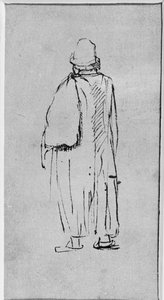 Um homem visto por trás, caminhando para a esquerda (caneta e tinta sobre papel) de Rembrandt Harmensz. van Rijn