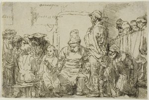 Christ Seated Disputing com os Médicos de Rembrandt Harmensz. van Rijn