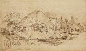 Casa de campo ao lado de um canal, c.1650 -53 de Rembrandt van Rijn