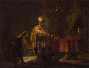 Daniel e Cyrus antes do Idol Bel de Rembrandt van Rijn