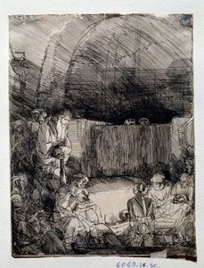 Exposição do corpo do Desenho do Redentor por Rembrandt Harmenszoon van Rijn (1606-1669) Florence, Uffizi (Escritórios), Gabinetto Disegni e Stampe de Rembrandt van Rijn