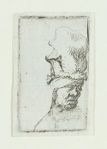 Cabeça de homem com chapéu alto (gravura) de Rembrandt van Rijn