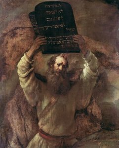 Moisés quebrando as tábuas da lei de Rembrandt van Rijn