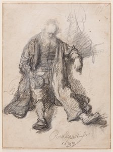Velho sentado (The Drunken Lot), c.1630-33 (caneta, giz e tinta sobre papel) de Rembrandt Harmensz. van Rijn