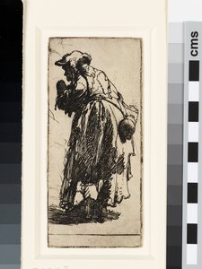 Mulher velha mendiga com uma cabaça, c.1629 (gravura) de Rembrandt van Rijn