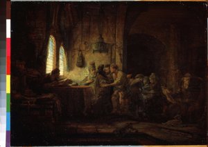 A Parábola dos Trabalhadores na Vinha. Pintura por Harmenszoon van Rijn (1606-1669) de Rembrandt Harmensz. van Rijn