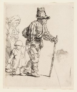 Família Camponesa no Vagabundo, c.1652 (gravura em papel cremoso) de Rembrandt Harmensz. van Rijn