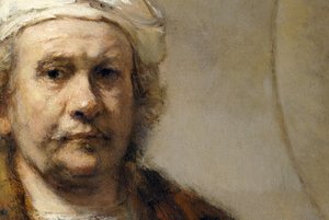 Rembrandt - Auto-retrato (detalhe) de Rembrandt Harmensz. van Rijn