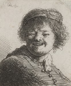 Rembrandt em um boné, rindo: busto de Rembrandt van Rijn