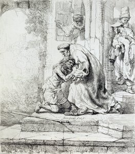 Retorno do Filho Pródigo (caneta e tinta no papel) de Rembrandt van Rijn