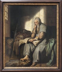 São Paulo na prisão. Pintura por Rembrandt Harmensz van Rijn (1606-1669), óleo sobre madeira de Rembrandt van Rijn