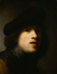 Auto-retrato, c.1629 (óleo sobre madeira) de Rembrandt Harmensz. van Rijn